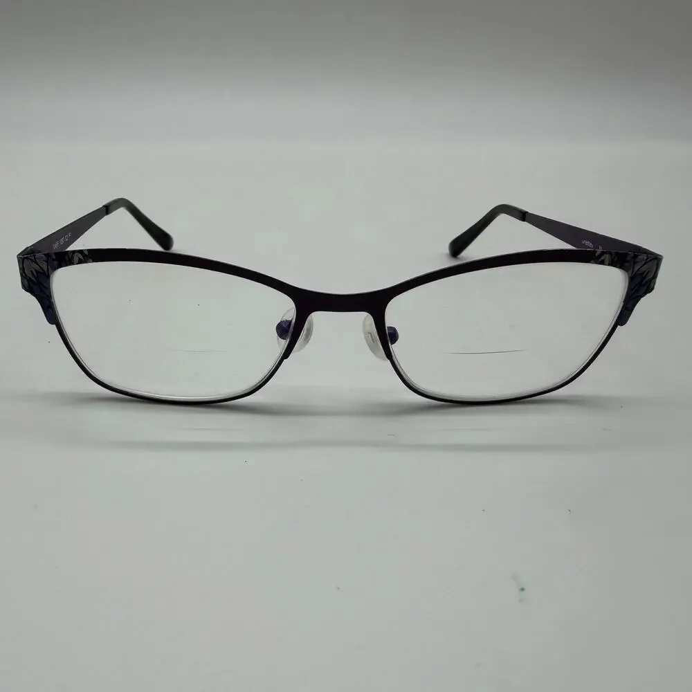 Cafe Lunettes CAFE3297 C2 Womens Purple Eyeglasses Floral Metal Frames Only 52mm